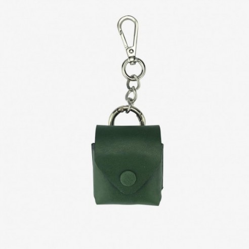 Leather AirPod Case Cover + Keychain, Forest Green