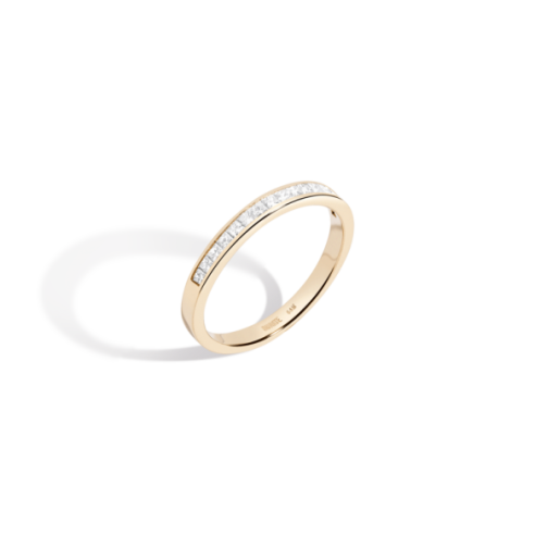 Channel Set Gold Diamond Ring - Gold, White