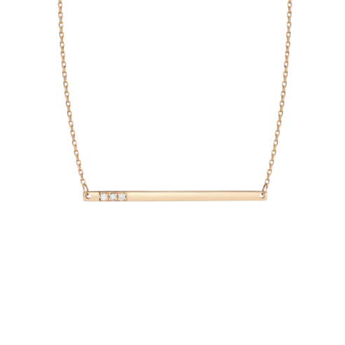 Gold Bar Necklace With Diamonds - Gold