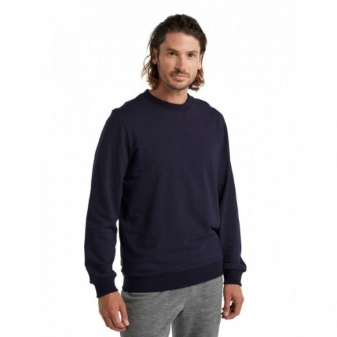 Men's Merino Central Long Sleeve Sweater  -  Midnight Navy Blue