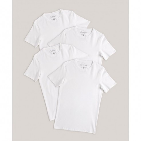 Stretch-Fit Crew Undershirt 4-Pack - White