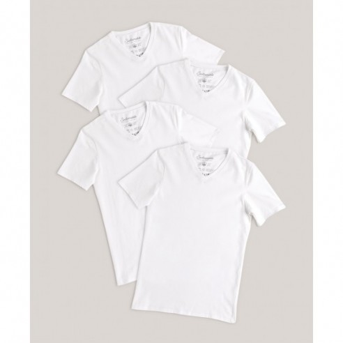 Stretch-Fit V-Neck Undershirt 4-Pack - White