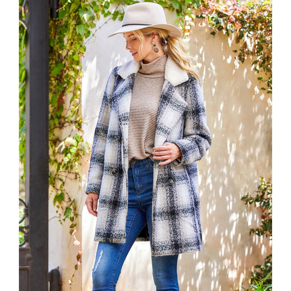 Shearling Collar Coat -Plaid | Discover and Shop Fair Trade and Sustainable  Brands on People Heart Planet