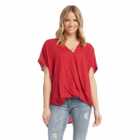 Oversize Crossover Top -Red