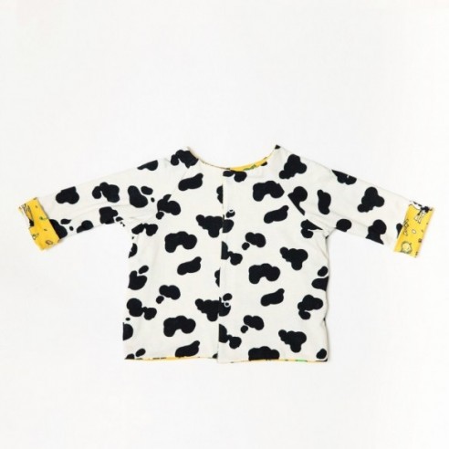 Baby's Soft Bamboo Reversible Farm + Cow Cardigan by Lucky Bug Clothing