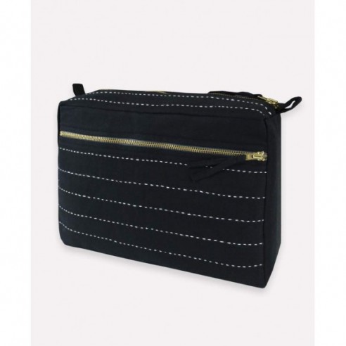 Pin Stitch Large Toiletry Bag - Charcoal by Anchal