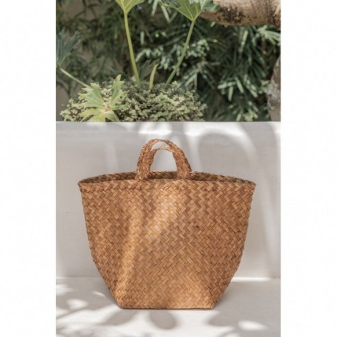 Amber Woven Seagrass Tote Bag by Village Thrive
