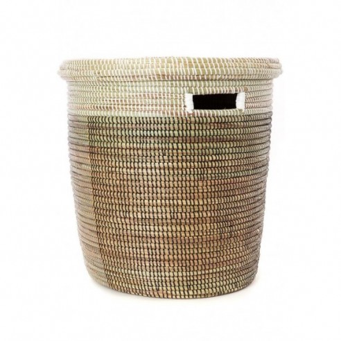 Black, Silver & White Half & Half Flat Lid Basket by Swahili African Modern