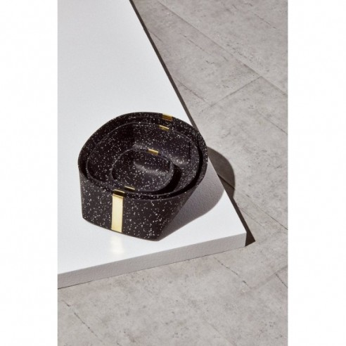 Recycled Rubber + Brass Basket Set - Speckled Black by Slash Objects
