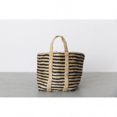 Small Jute Basket - Charcoal Stripe by Will & Atlas