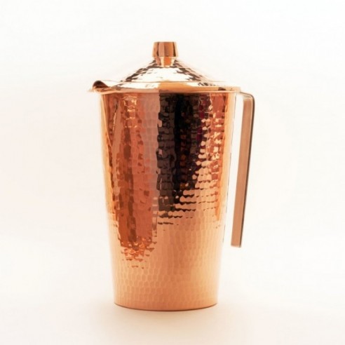 Gangotri Recycled Copper Pitcher with Lid by Sertodo Copper