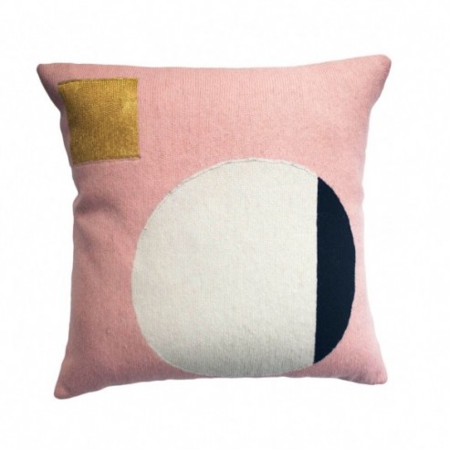 Daphne Gold Square Wool Throw Pillow Cover by Leah Singh