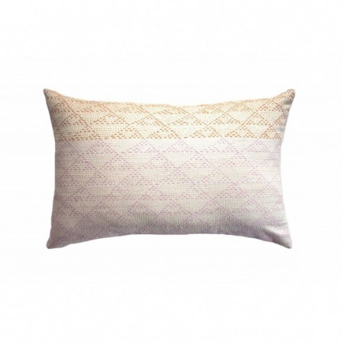 Eva Wool Lumbar Pillow Cover - Ivory + Pink by Leah Singh