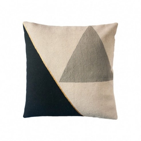Midnight Cliff Wool Throw Pillow Cover - Black + Creme by Leah Singh