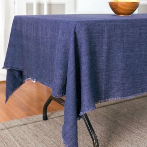 Stone Washed Linen Tablecloth - Navy by Creative Women