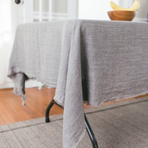 Stone Washed Linen Tablecloth - Oyster Gray by Creative Women