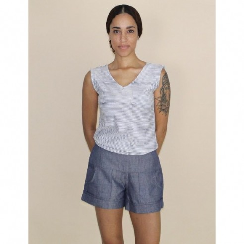 Chambray Ikat Shorts by Passion Lilie