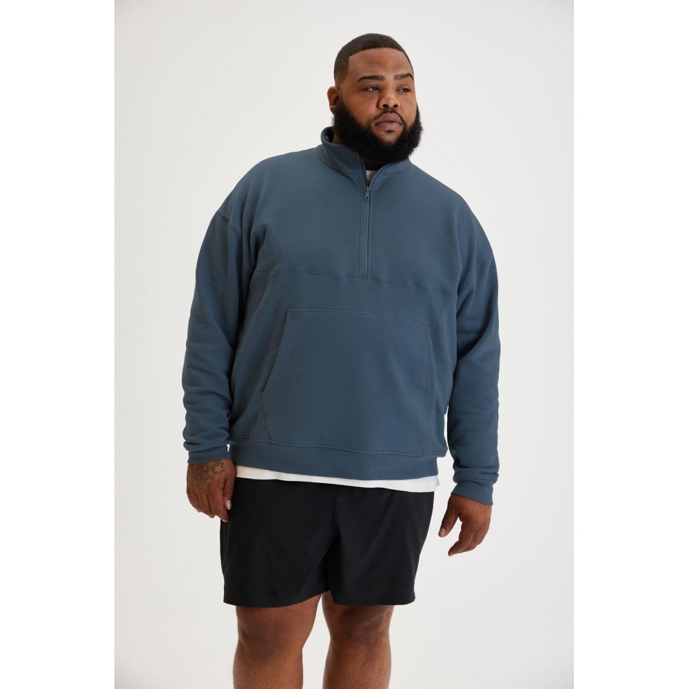 Graphite 50/50 Relaxed Fit Half-Zip Sweatshirt, Girlfriend Collective