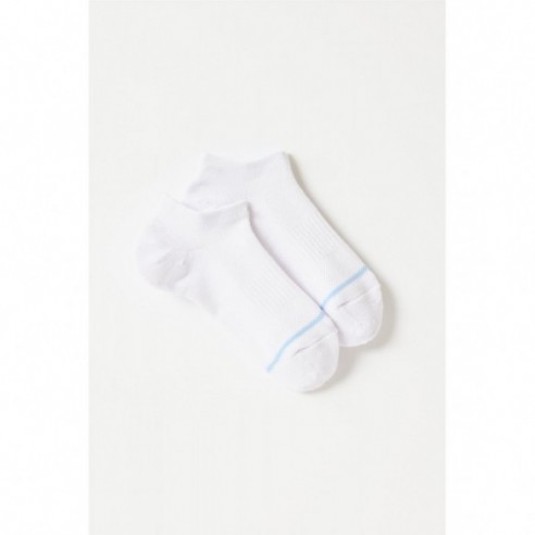 White/Cerulean Ankle Sock