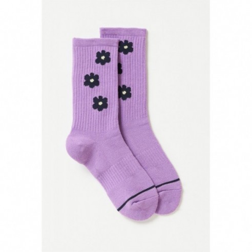 Violet Flower Crew Sock