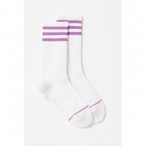White/Violet Crew Sock