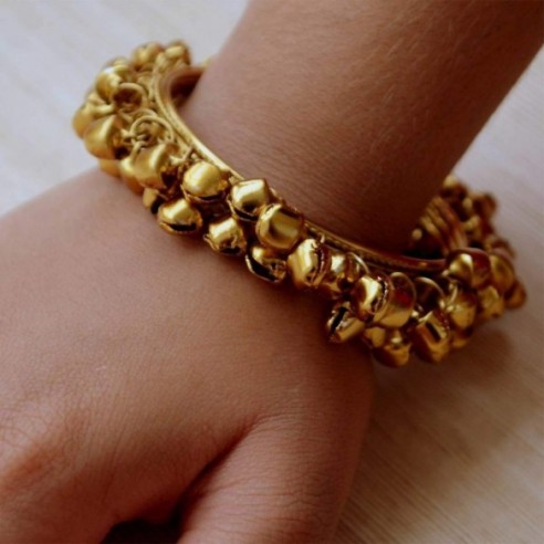 Gold Ghungroo Bangle by Pretty Ponytails