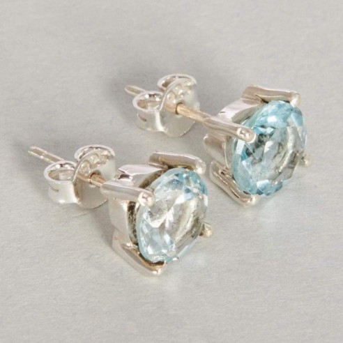 Blue Topaz Prong Stud Earrings by Adorable Craft