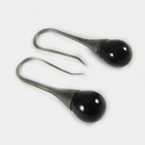 Black Pearl Black Oxidised Drop and Dangle Earrings by Ishu gems