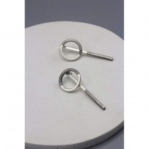 circle Silver geometric stud Earrings by Silvertales Jewelry