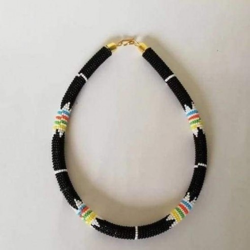 Elegant Black Maasai Necklace in Beads by Naruki Crafts