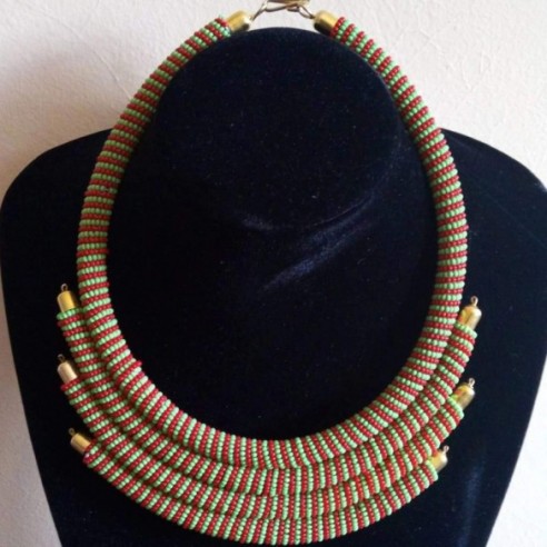Multicolored Maasai Beaded Statement Necklace by Naruki Crafts