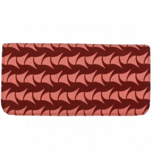 Cotton Long Wallet - Geometric Prints Brick Red Ray