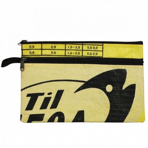 Recycled Feed Bag Double Zip Case Yellow