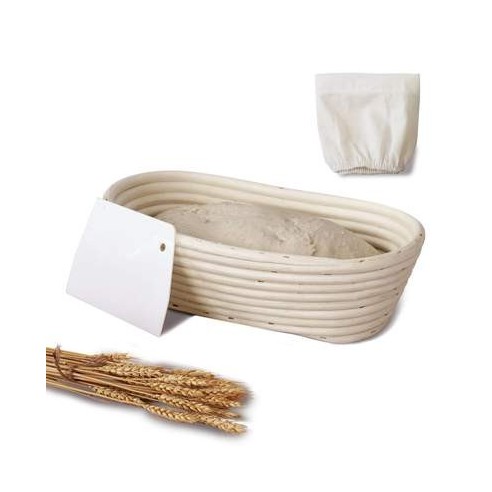 10-inch Oval Rattan Banneton Bread Proofing Basket Set