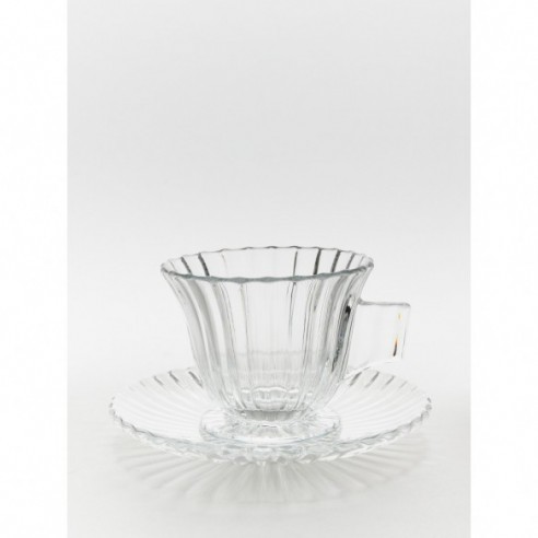 Vintage Glass Tea Cups and Saucers, Set of 4