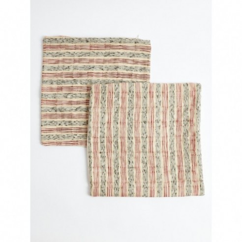 Vintage Speckled Silk Slub Stripe Pillow